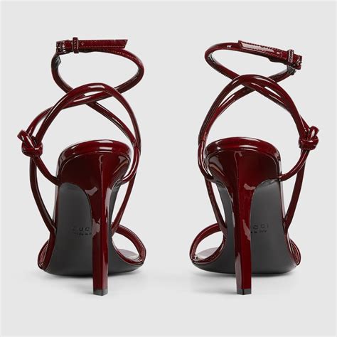 Women's strappy sandal in Rosso Ancora patent leather